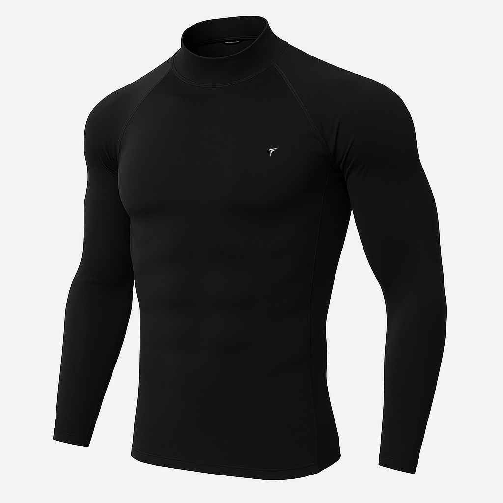 Full Sleeve Black Mock Neck Compression Tee