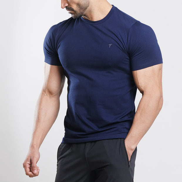 Tf-Navy Muscle-Fit Premium Lycra Tee