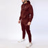 Maroon Fleece Tracksuit With White Piping