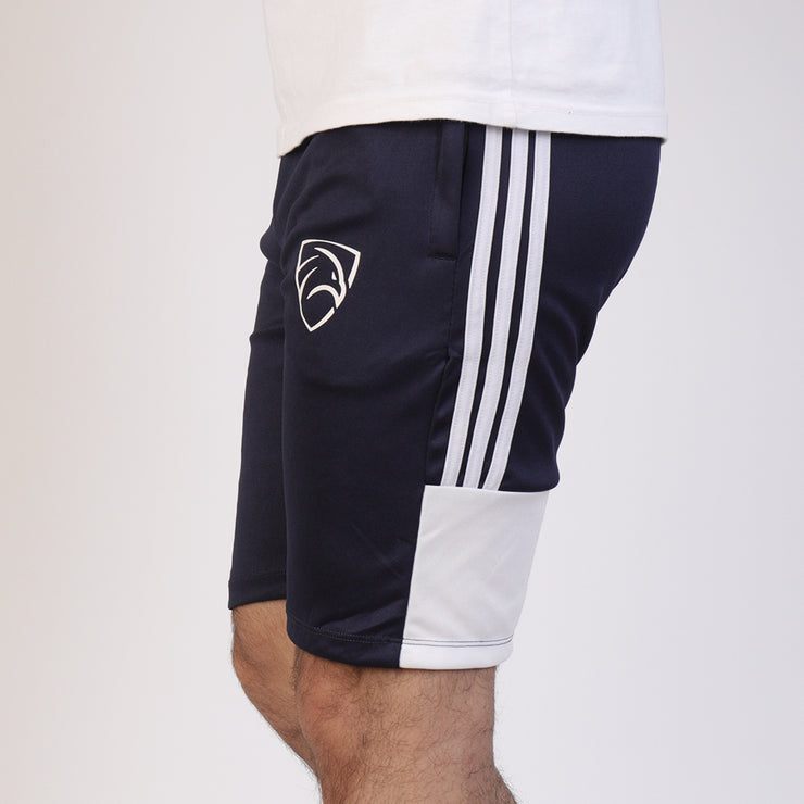 Three Stripes Quick Dry Navy Shorts With White Back Panel