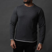 Charcoal Sweatshirt With Contrast Piping