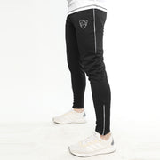 Black Interlock Bottoms With Piping and Ankle Zips