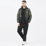 Solid Green Camouflage Long Panel Performance Mock Neck Zipper