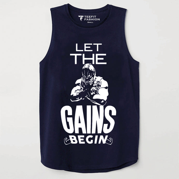 Let The Gains Begin Navy Sleeveless Top