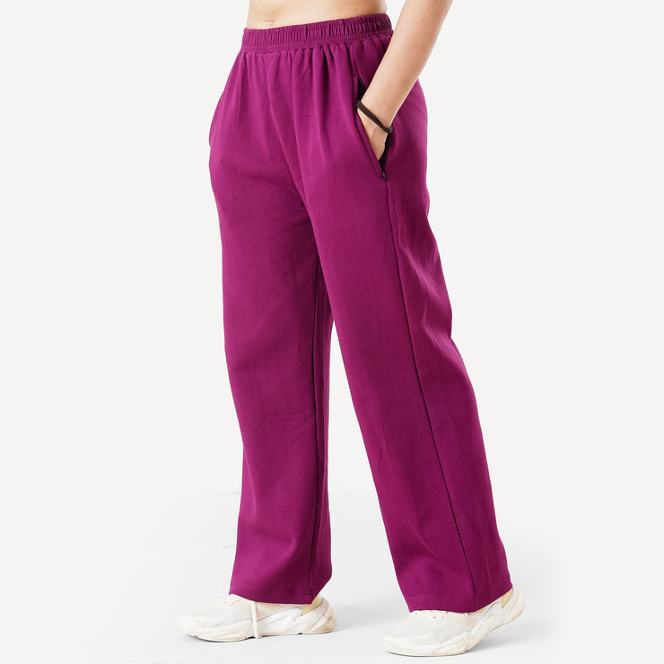 Tf-Premium Purple Cotton Scuba Loose-fit Women Bottoms
