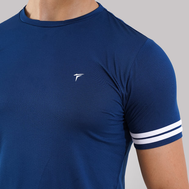 TF-Two Stripes Premium Imperial Blue Tee