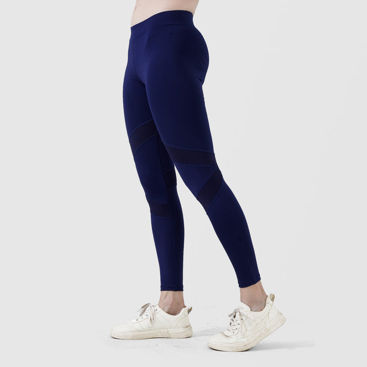 Tf-Navy Leggings With Net Panels