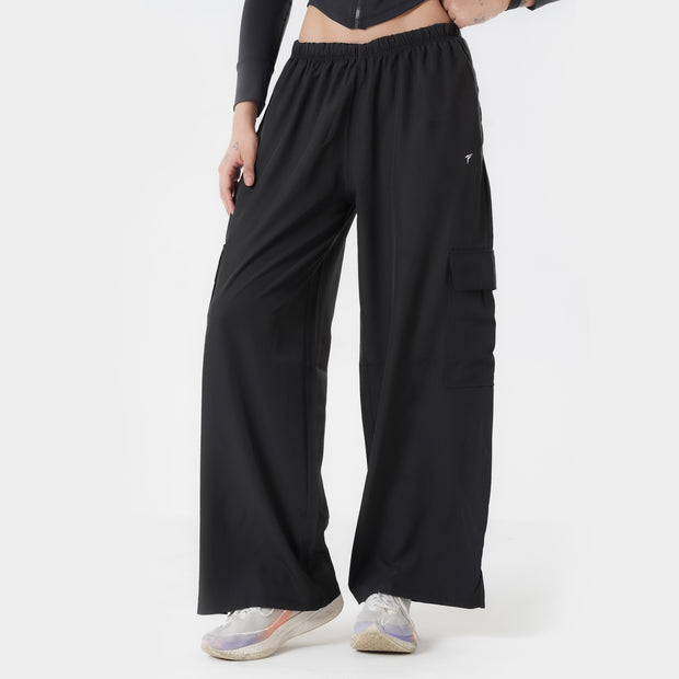 Tf-Premium Black Wide Leg Cargo Women Bottoms