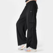 Tf-Premium Black Wide Leg Cargo Women Bottoms