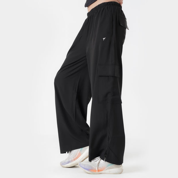 Tf-Premium Black Wide Leg Cargo Women Bottoms
