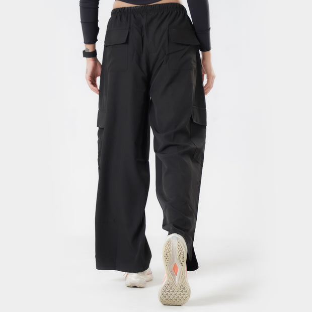 Tf-Premium Black Wide Leg Cargo Women Bottoms