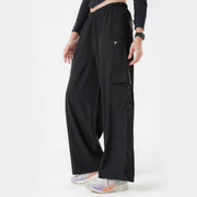 Tf-Premium Black Wide Leg Cargo Women Bottoms