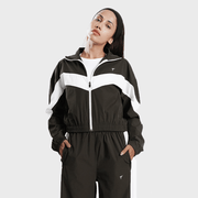 Tf-BaseRun Olive And White Contrast Women Zipper Top