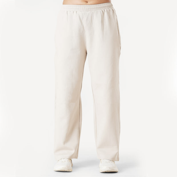 Tf-Premium Beige Cotton Scuba Loose-fit Women Bottoms