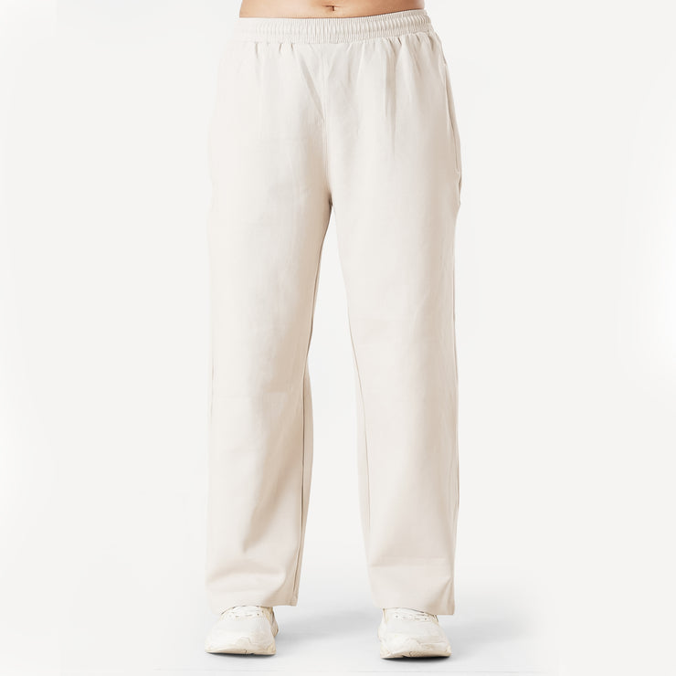 Tf-Premium Beige Cotton Scuba Loose-fit Women Bottoms