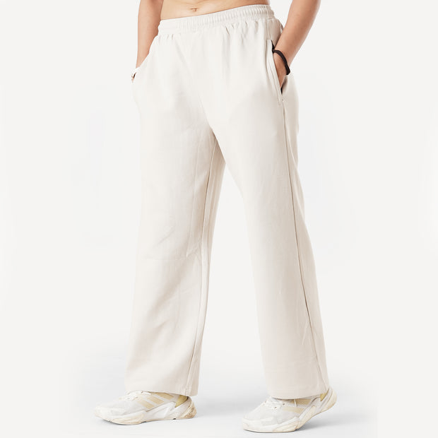 Tf-Premium Beige Cotton Scuba Loose-fit Women Bottoms
