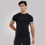 TF-Two Stripes Premium Black Mesh Tee