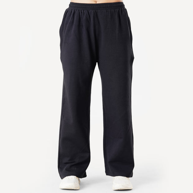 Tf-Premium Black Cotton Scuba Loose-fit Women Bottoms