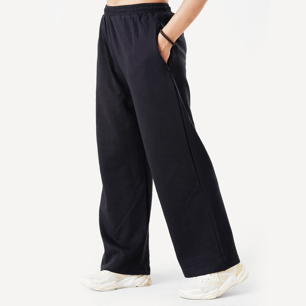 Tf-Premium Black Cotton Scuba Loose-fit Women Bottoms