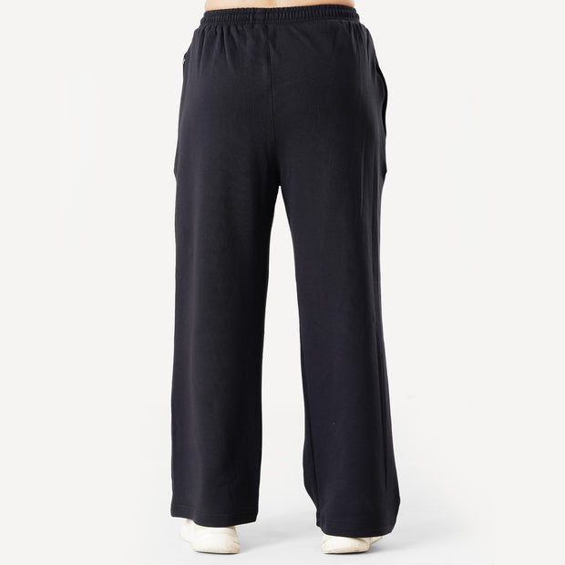Tf-Premium Black Cotton Scuba Loose-fit Women Bottoms
