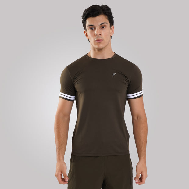 TF-Two Stripes Premium Olive Mesh Tee
