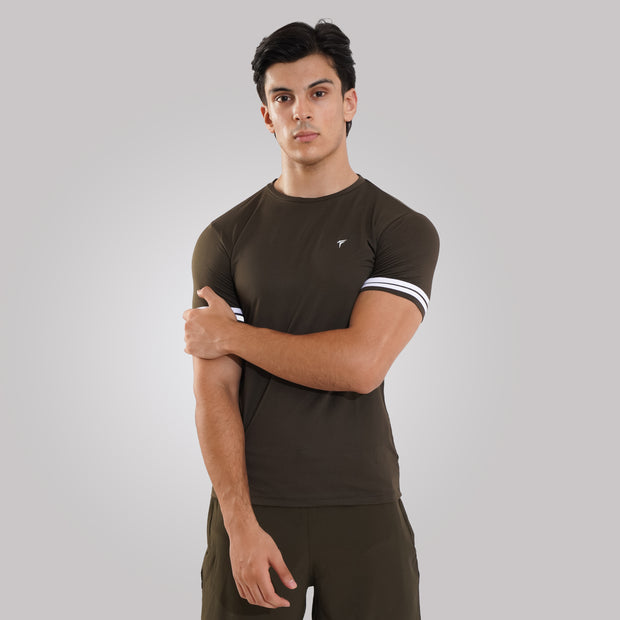 TF-Two Stripes Premium Olive Mesh Tee