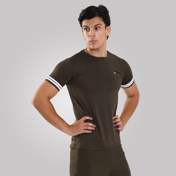 TF-Two Stripes Premium Olive Mesh Tee