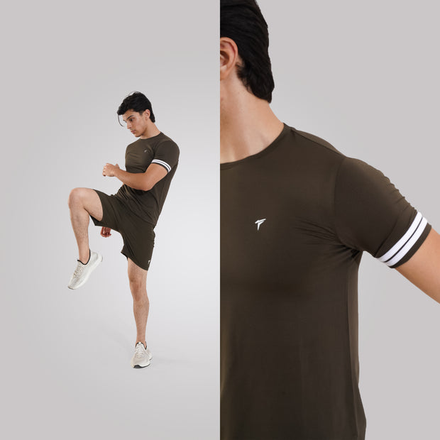 TF-Two Stripes Premium Olive Mesh Tee