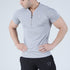 Light Grey Mesh Quarter Zip Half Sleeve Tee
