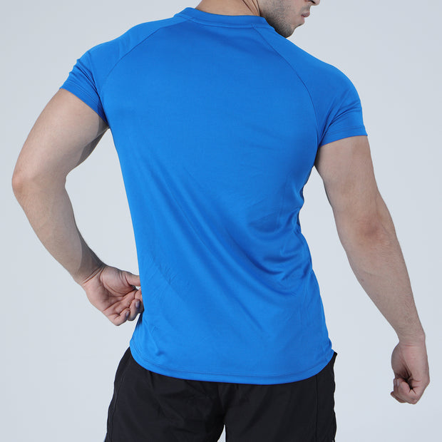 Royal Blue Mesh Quarter Zip Half Sleeve Tee