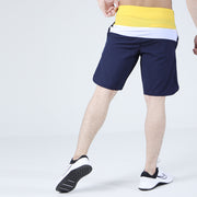 Yellow White and Navy Tri-Panel Fitness Stage Shorts