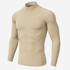 Full Sleeve Biege Mock Neck Compression Tee