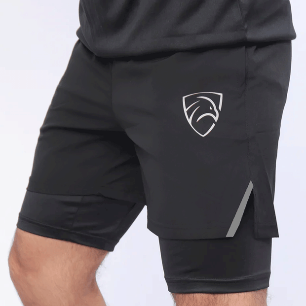 Black Micro Premium Compression Shorts With Reflectors