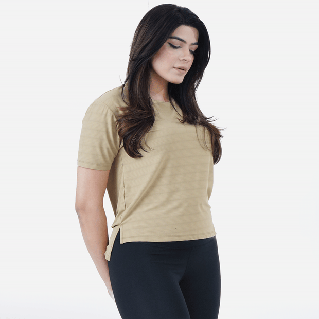Tf-Aura Mesh Biege Women Tee