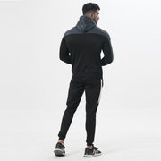 Charcoal And Black Training Tracksuit With White Panel