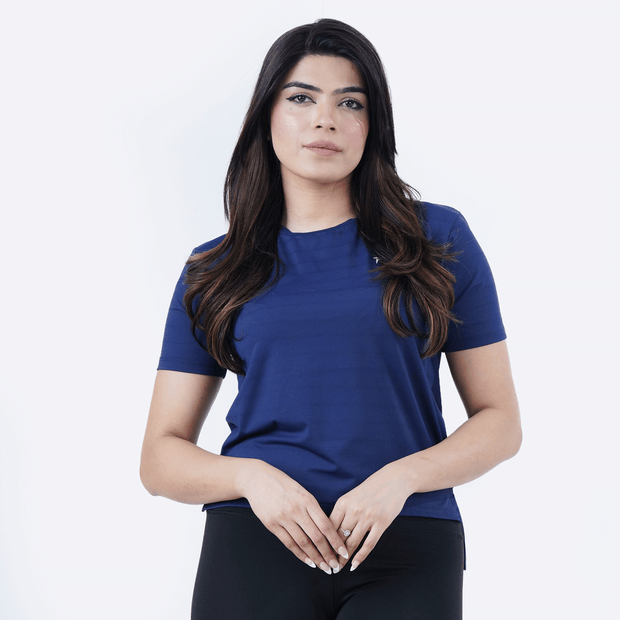 Tf-Aura Mesh Navy Women Tee