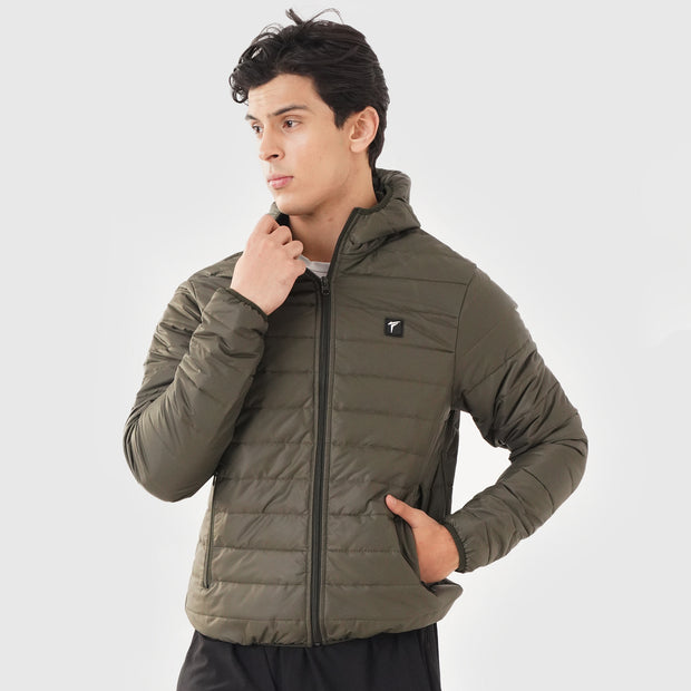 Tf-Premium Olive Full  Puffer Hoodie Jacket