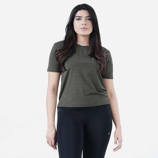Tf-Aura Mesh Olive Women Tee