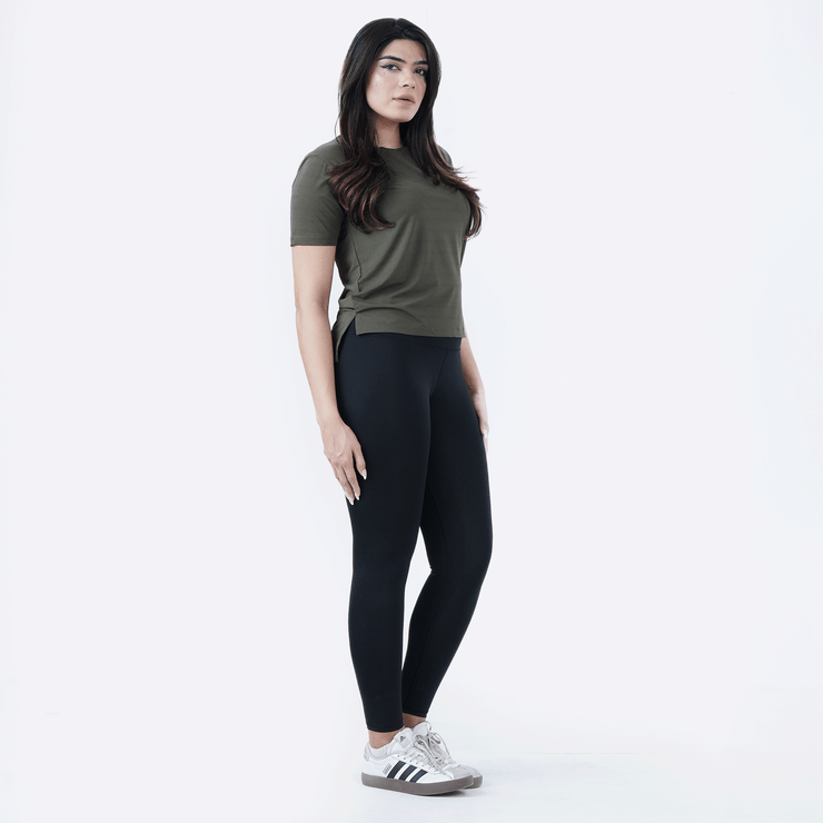 Tf-Aura Mesh Olive Women Tee