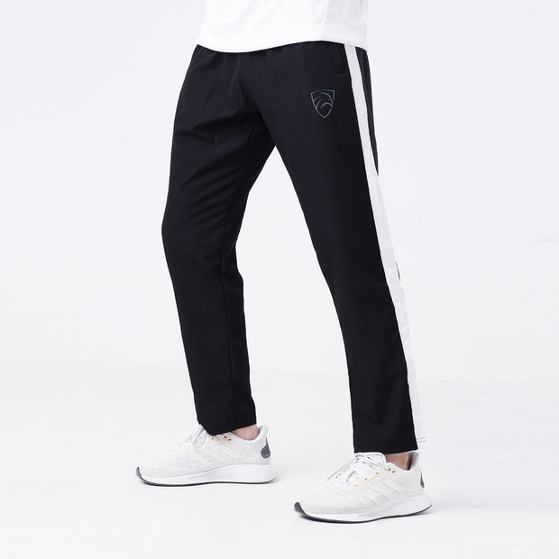 Tf-Premium Black Micro Relaxed Fit Bottoms With White Panel