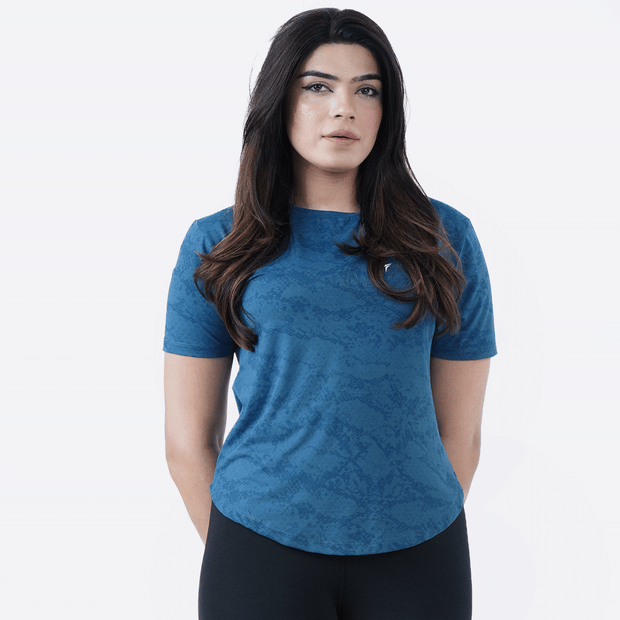 Tf-Blue Camouflage Mesh Women Tee