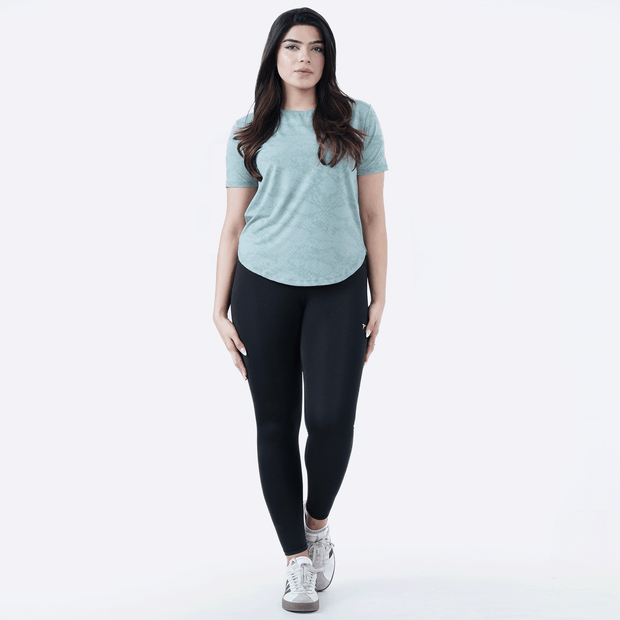 Tf-Light Green Camouflage Mesh Women Tee