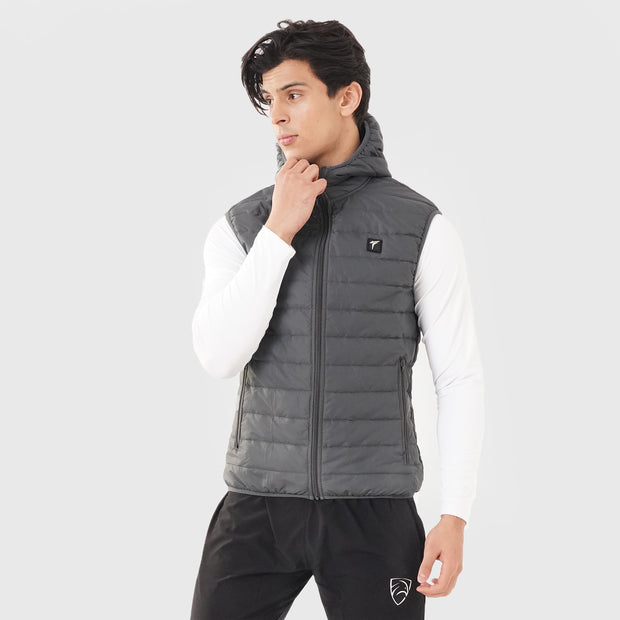 Tf-Premium Grey Sleeveless Puffer Hoodie Jacket
