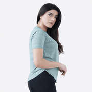 Tf-Light Green Camouflage Mesh Women Tee