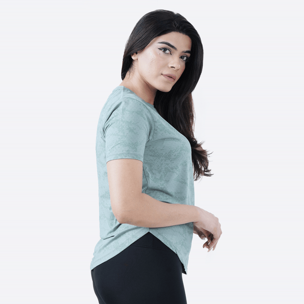 Tf-Light Green Camouflage Mesh Women Tee