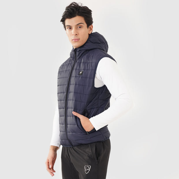 Tf-Premium Navy Sleeveless Puffer HoodieJacket