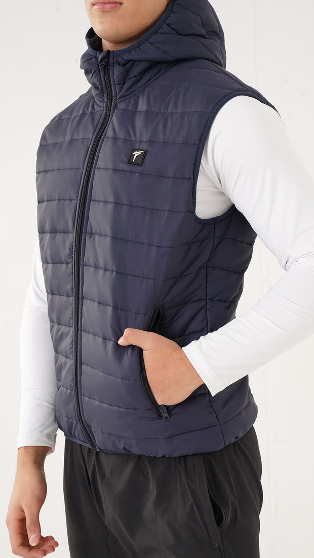 Tf-Premium Navy Sleeveless Puffer HoodieJacket