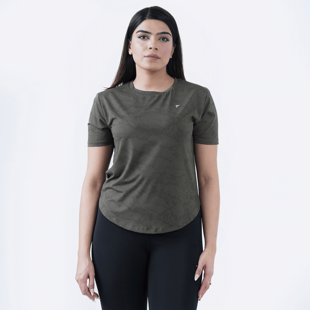 Tf-Olive Camouflage Mesh Women Tee