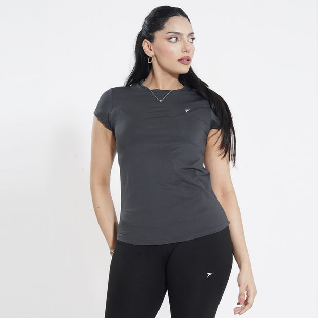 Tf-Premium Charcoal Cap Sleeve Women Top