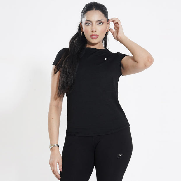 Tf-Premium Black Cap Sleeve Women Top